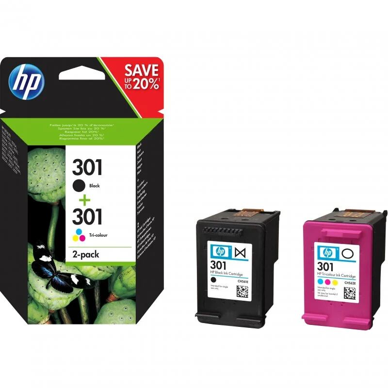 HP Cartuchos de tinta original hp 301 pack ahorro negro/tricolor