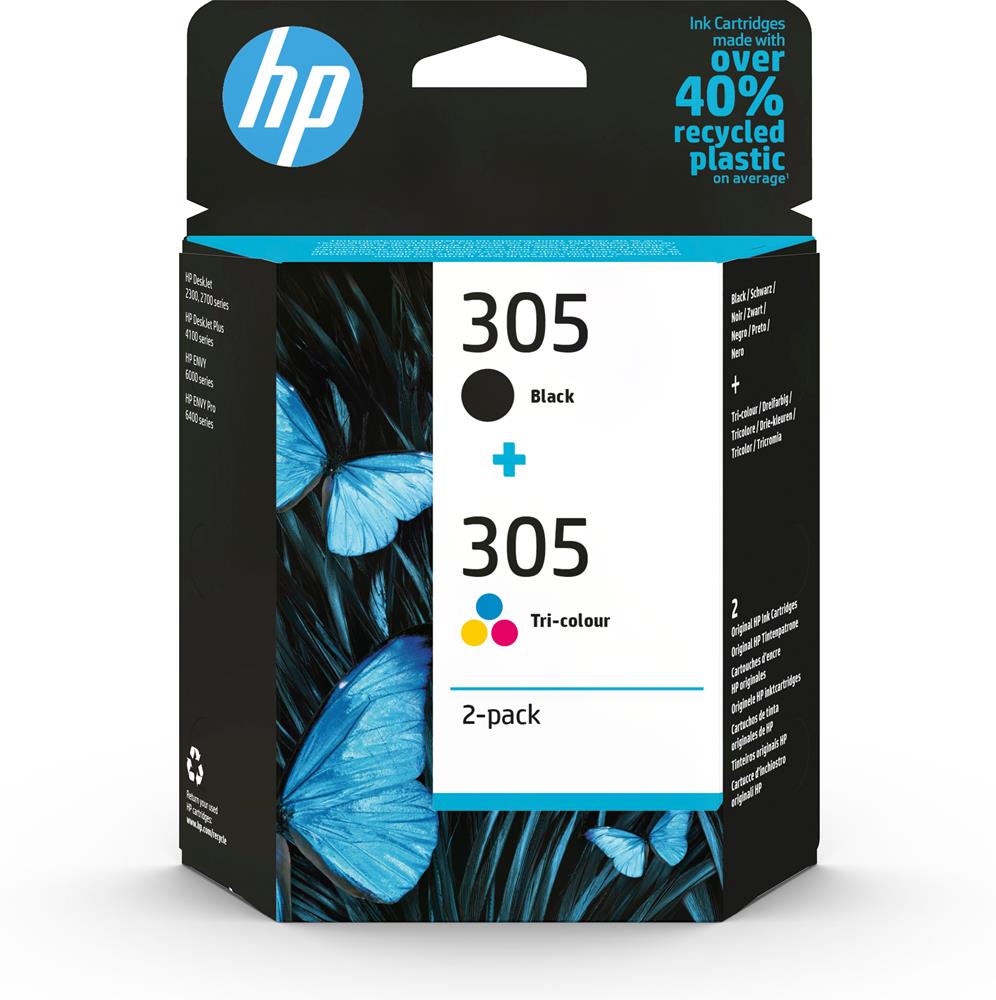 HP 305 2-Pack Tri-Color/Black Original Ink Cartri.
