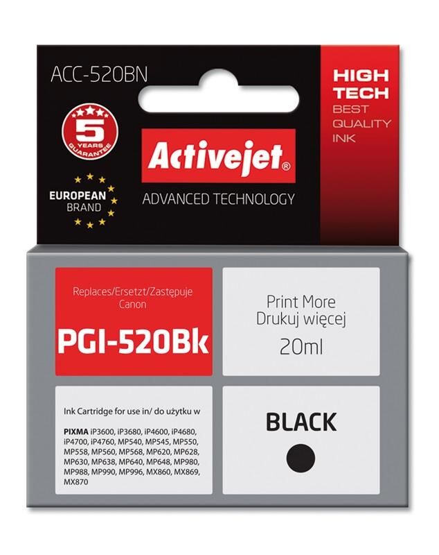 Activejet Tinteiro Compatível Pgi-520bk Canon (preto) - Activejet