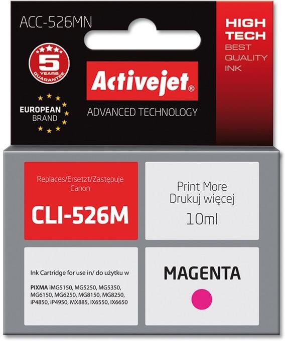 Activejet Tinteiro Compatível Cli-526m Canon (magenta) - Activejet