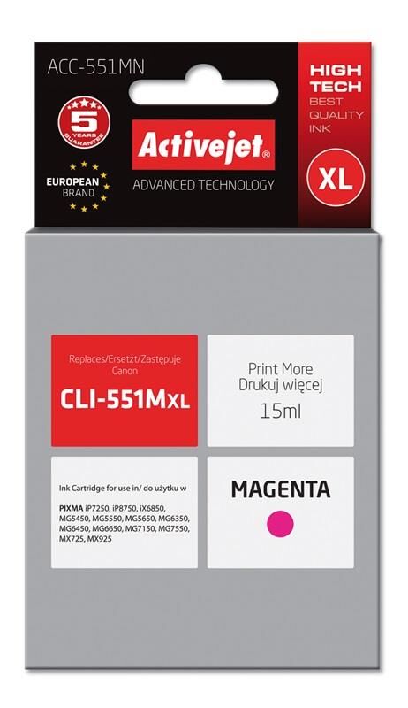 Activejet Tinteiro Compatível Cli-551m Canon (magenta) - Activejet