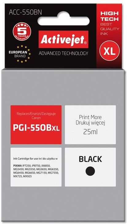 Activejet Tinteiro Compatível Pgi-550bk Canon (preto) - Activejet