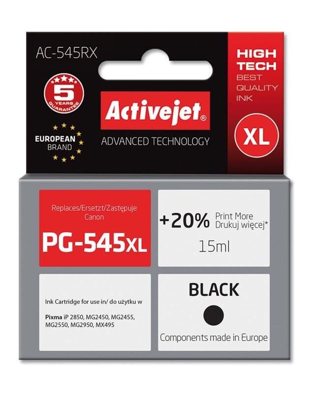 Activejet Tinteiro Compatível Pg-545 Xl Canon (preto) - Activejet