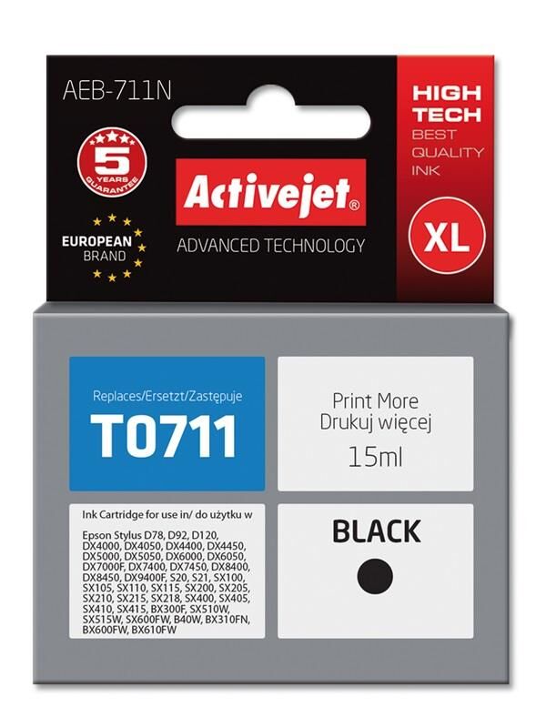 Activejet Tinteiro T0711, T0891 Compatível C/ Epson (preto) - Activejet