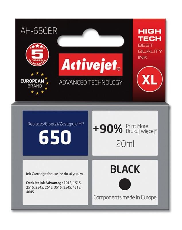 Activejet Tinteiro 650 Compatível Hp (preto) - Activejet