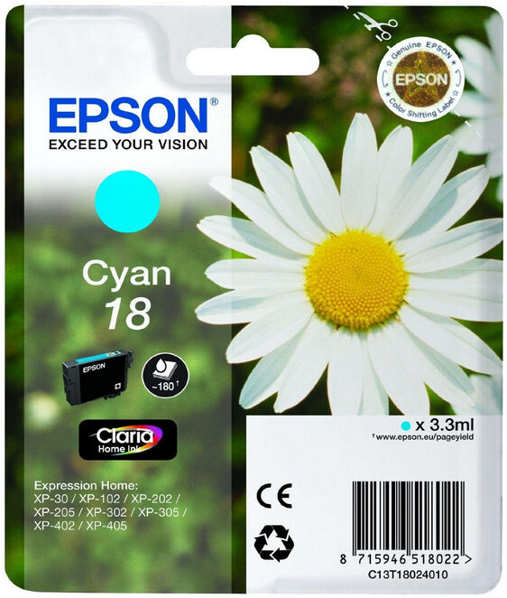 Epson Tinteiro Serie 18 Xp-102/205/305/405 - C13t18024012 (azul) - Epson