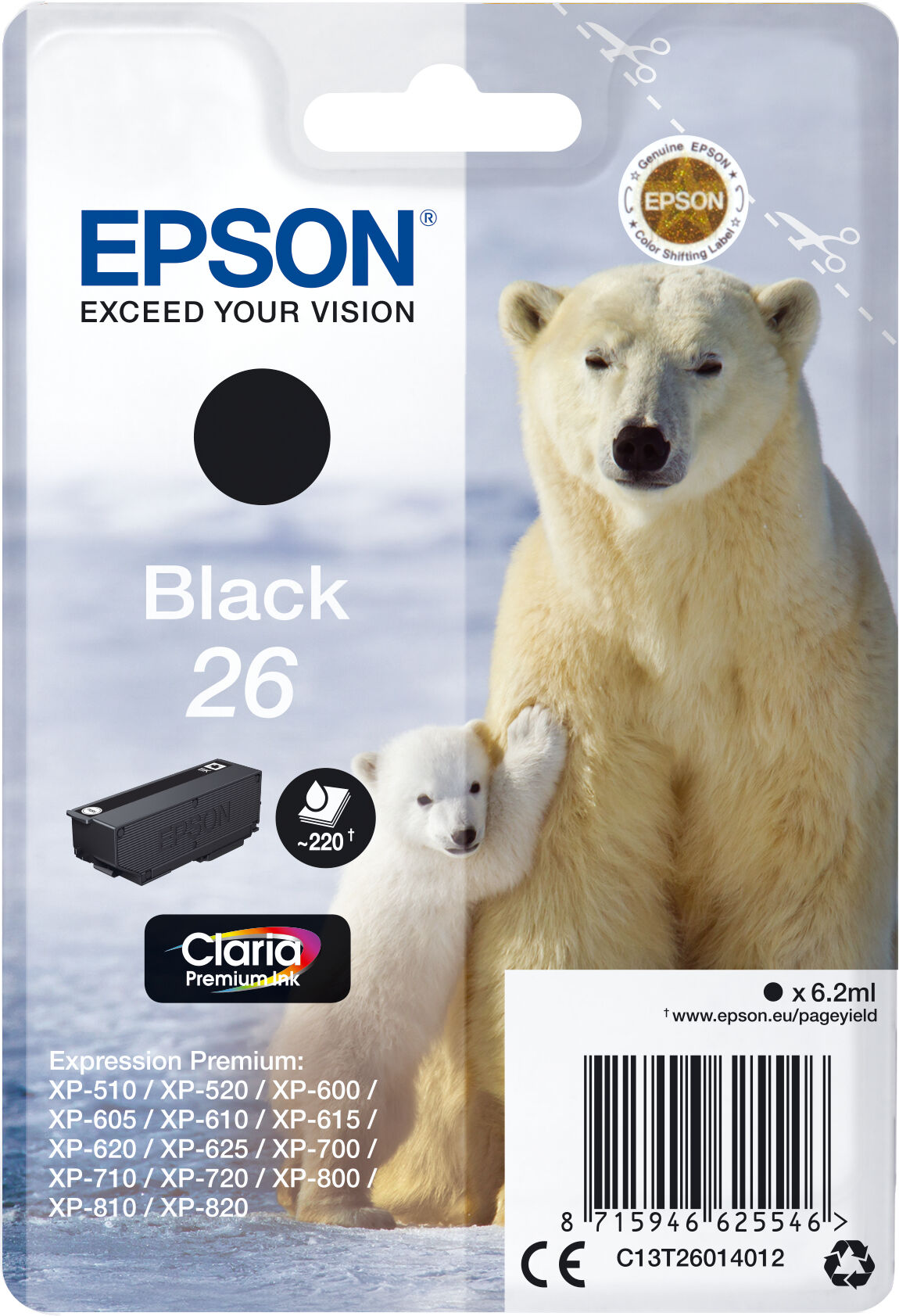 Epson Tinteiro Serie 26 Xp-600/700/800 - C13t26014012 (preto) - Epson