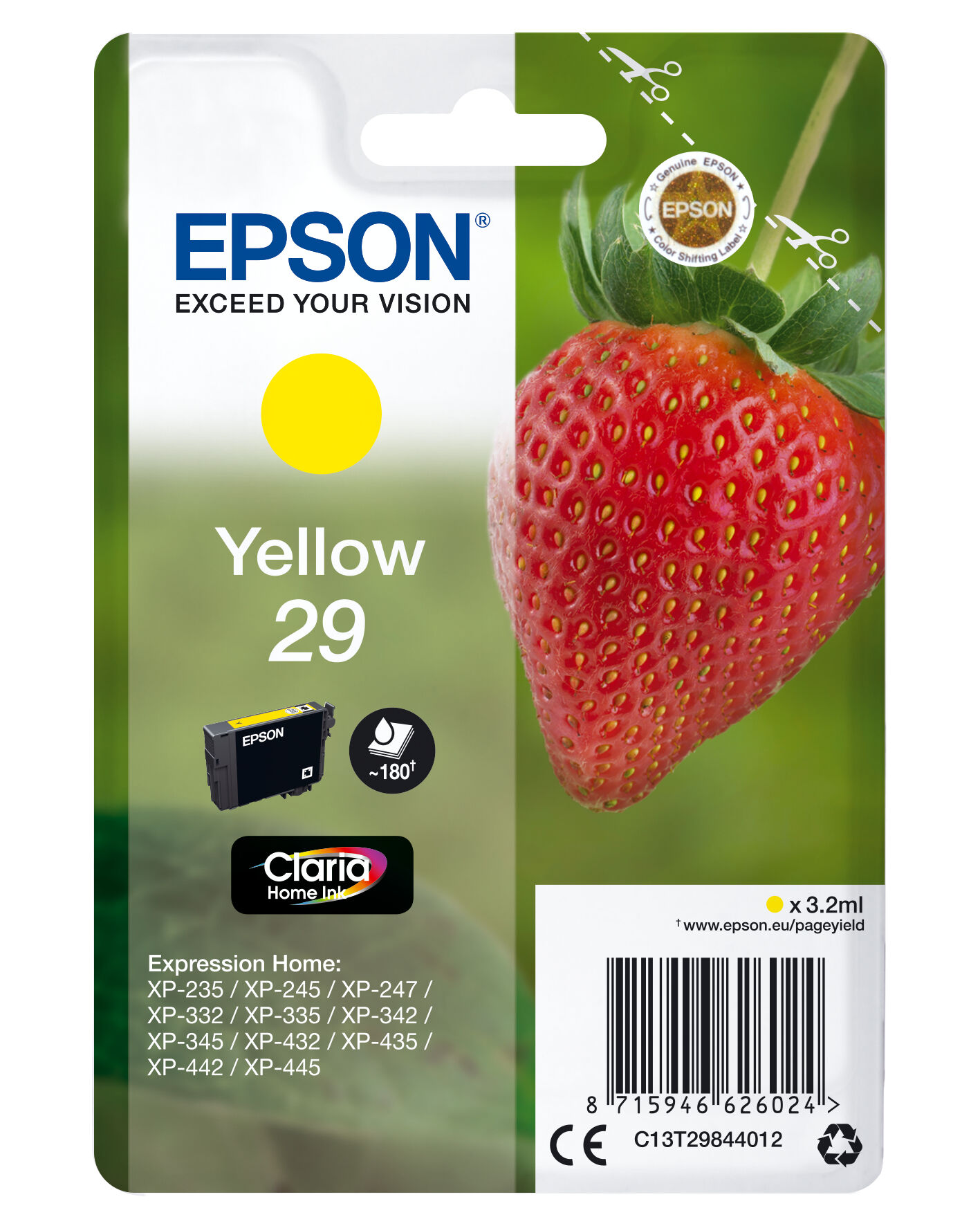 Epson Tinteiro Epson Serie 29 Amarelo Xp-235/332/335/432/435 - C13t29844022