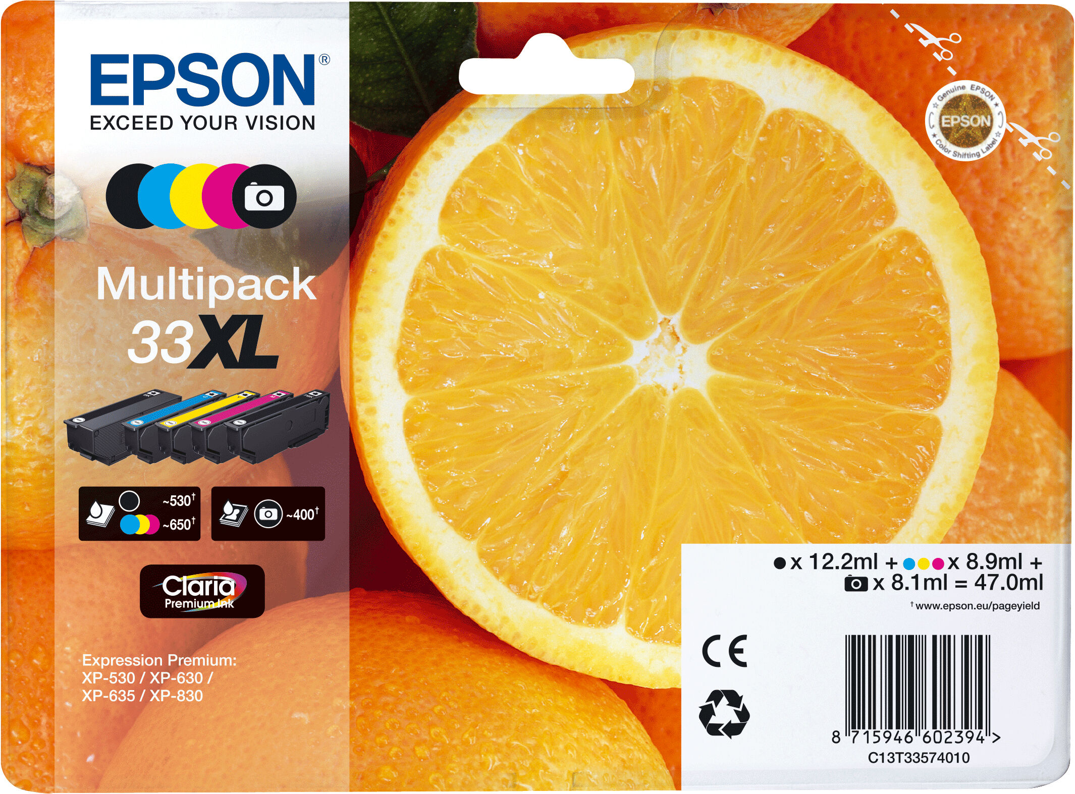 Epson Pack 5x Tinteiros 33xl Xp-530/630/635/830 - Epson Multipack