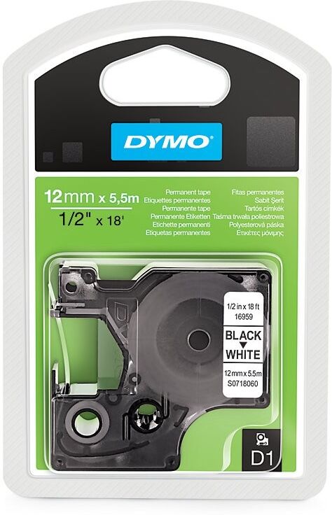 Dymo Etiquetadora Preto Sobre Branco (5,5 Mts/1,2cm) - Dymo