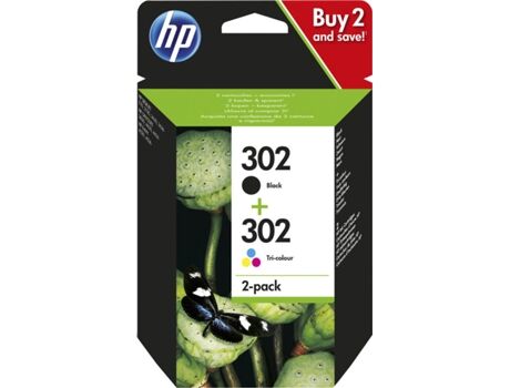 HP Pack X4D37AE 2 Tinteiros 302 preto + tricolor
