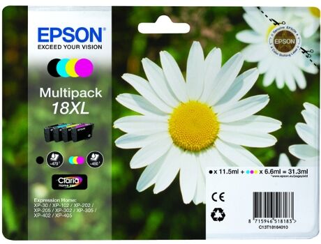 Epson Pack 4 Tinteiros 18XL Cores (C13T18164020)