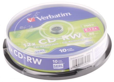 Verbatim CD riscrivibile CD-RW confezione 10  700 MB 12X, 43480