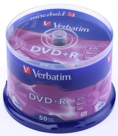 Verbatim DVD vergine  4,7 GB 16X, DVD+R, confezione 50, 43550