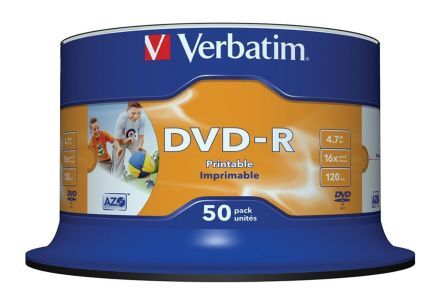 Verbatim DVD vergine  4,7 GB 16X, DVD-R, confezione 50, 43533