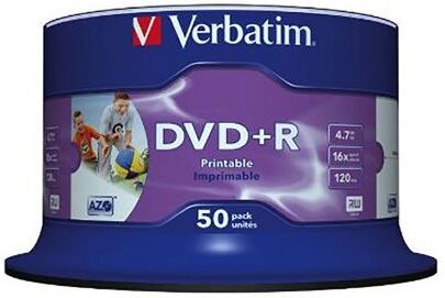 Verbatim DVD vergine  4,7 GB 16X, DVD+R, confezione 50, 43512