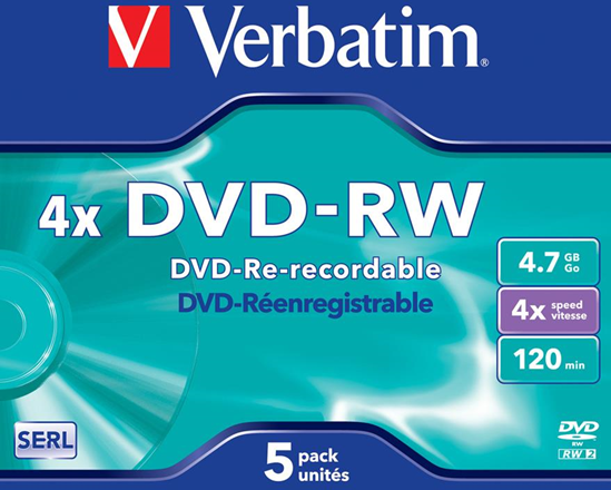 Verbatim DVD-RW  DVD 4.7Gb (5 Pezzi)