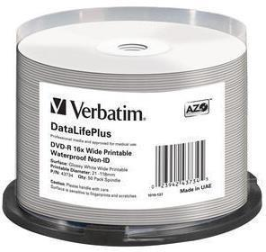 Verbatim DVD-R  4,7Gb 50pcs spin wide glossy waterpr. 16x