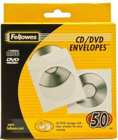 Fellowes Custodia CD  90691 Sleeve Case 1dischi Trasparente, Bianco