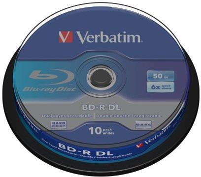 Verbatim BD-R Blu Ray Disc 50 GB, 6X, Dual Layer Recordable, Confezione da 10