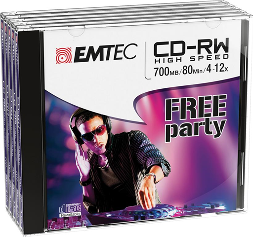 Emtec CD  ECOCRW80512JC CD-RW 700MB 5pezzi CD vergine