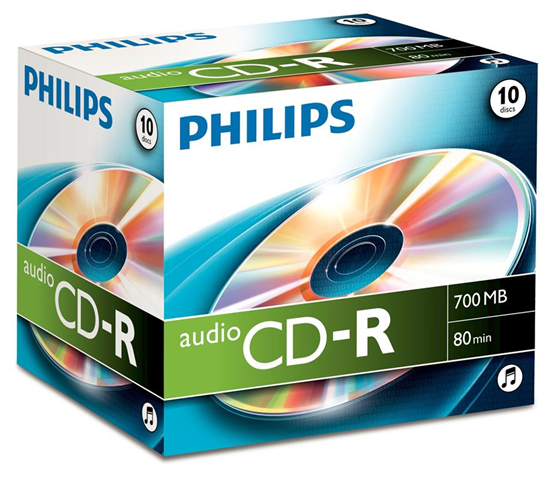 Philips CD-RW  Audio 80Min 10 Pezzi Jewel Case Confezione di Cartone