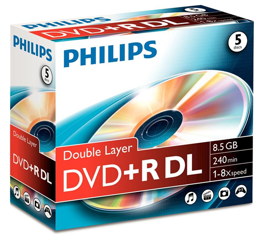 Philips DVD-RW  8.5Gb ezzi Jewel Carton Box Hard Disk 8X Double
