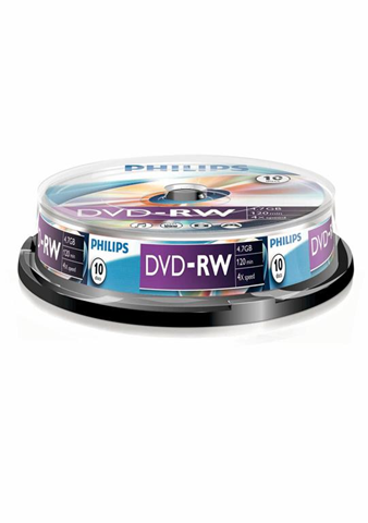 Philips DVD-RW  4.7Gb 10 Pezzi Spindel 4X