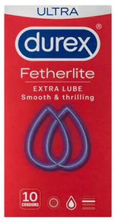 Durex 10 Packs Durex Fetherlite Ultra Extra Lube Condoms