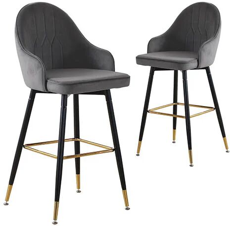 Unbranded 2Pcs Bar Stool Kitchen Chairs Swivel Velvet Barstools Vintage