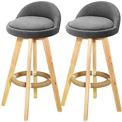 Levede 2 Pcs Fabric Swivel Bar Stool Dining Chair Grey