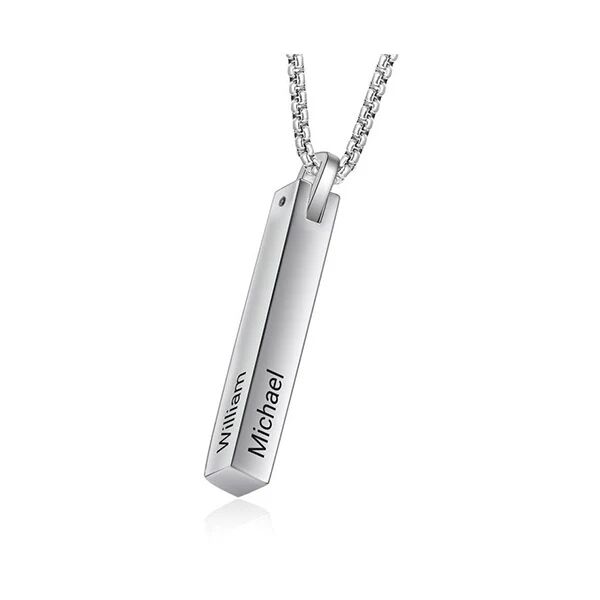 Unbranded 3D Engraved Bar Necklace With Names