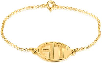 Unbranded Block Letter Engraved Monogram Bracelet