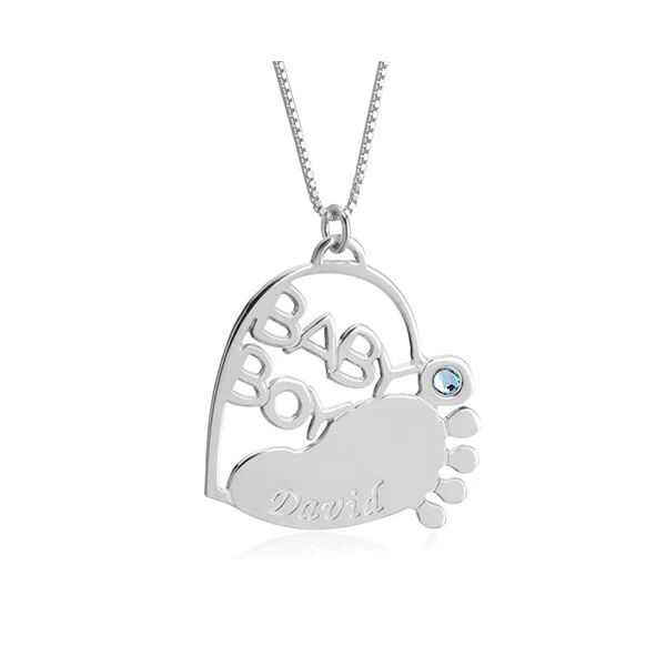 Unbranded Baby Footprint Necklace With Birthstone