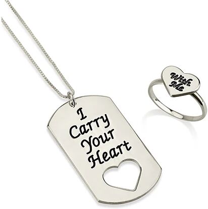 Unbranded Carry Your Heart With Me Dog Tag And Ring Set