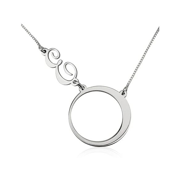 Unbranded Circle Sideways Initial Necklace