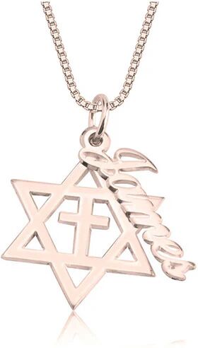 Unbranded Cross And Star Of David Name Necklace