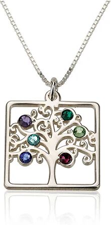 Unbranded Cube Birthstone Family Tree Necklace