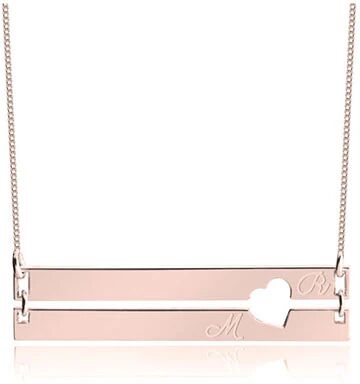 Unbranded Engraved Bar Necklace With Two Initials