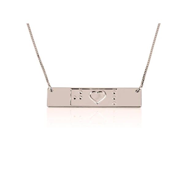 Unbranded Engraved Friendship Bar Braille Necklace