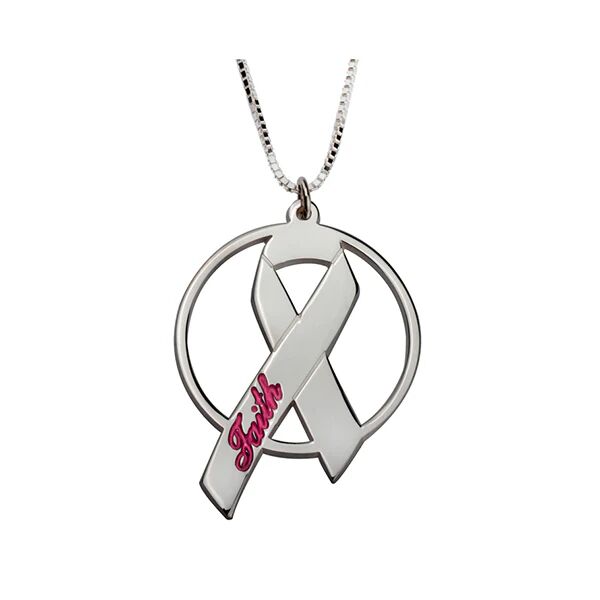 Unbranded Engraved Name Breast Cancer Necklace