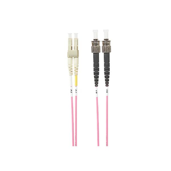 Unbranded 1M Lc St Om4 Multimode Fibre Optic Cable Salmon Pink