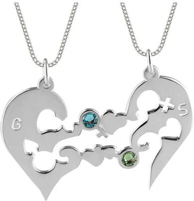 Unbranded Half Heart Necklace With Birthstones