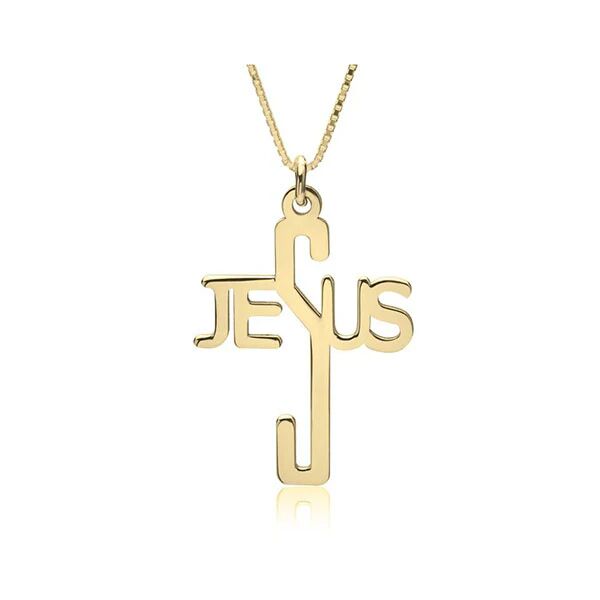 Unbranded Jesus Name Cross Necklace