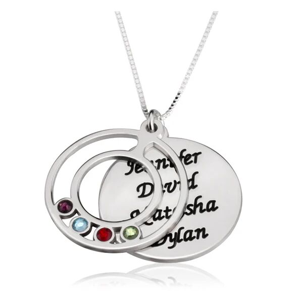 Unbranded Engraved Name and Birthstone Mothers Necklace