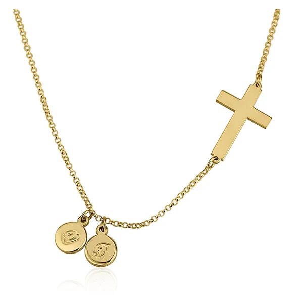 Unbranded Sideways Cross Initial Necklace