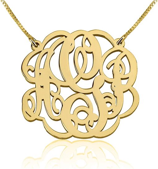 Unbranded Twisted Split Chain Monogram Necklace