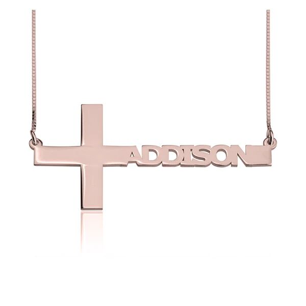 Unbranded Cut Out Sideways Name Cross Necklace