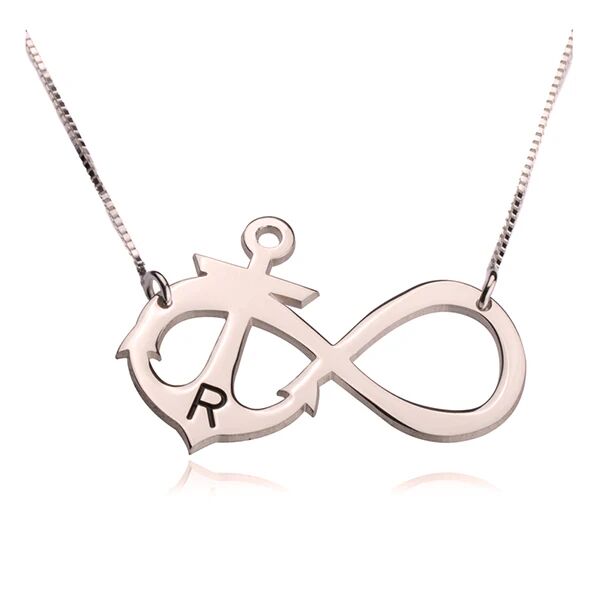 Unbranded Initial Anchor Infinity Necklace