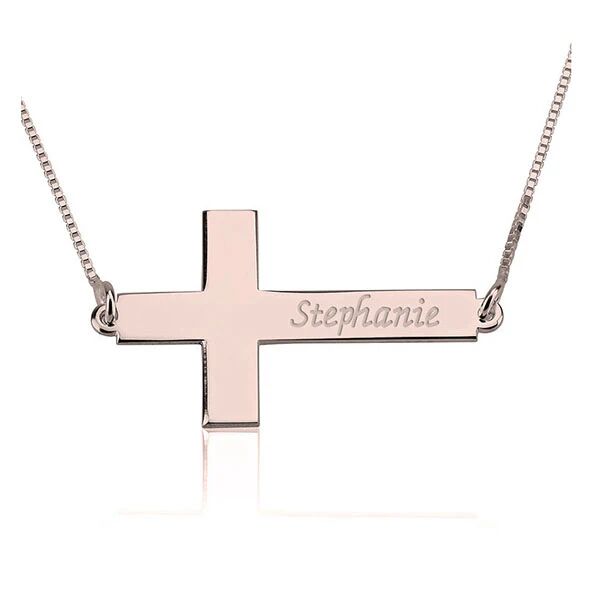 Unbranded Sideways Cross Name Necklace